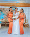 Mismatched Orange Mermaid One Shoulder Maxi Long Bridesmaid Dresses For Wedding Party,WG1866