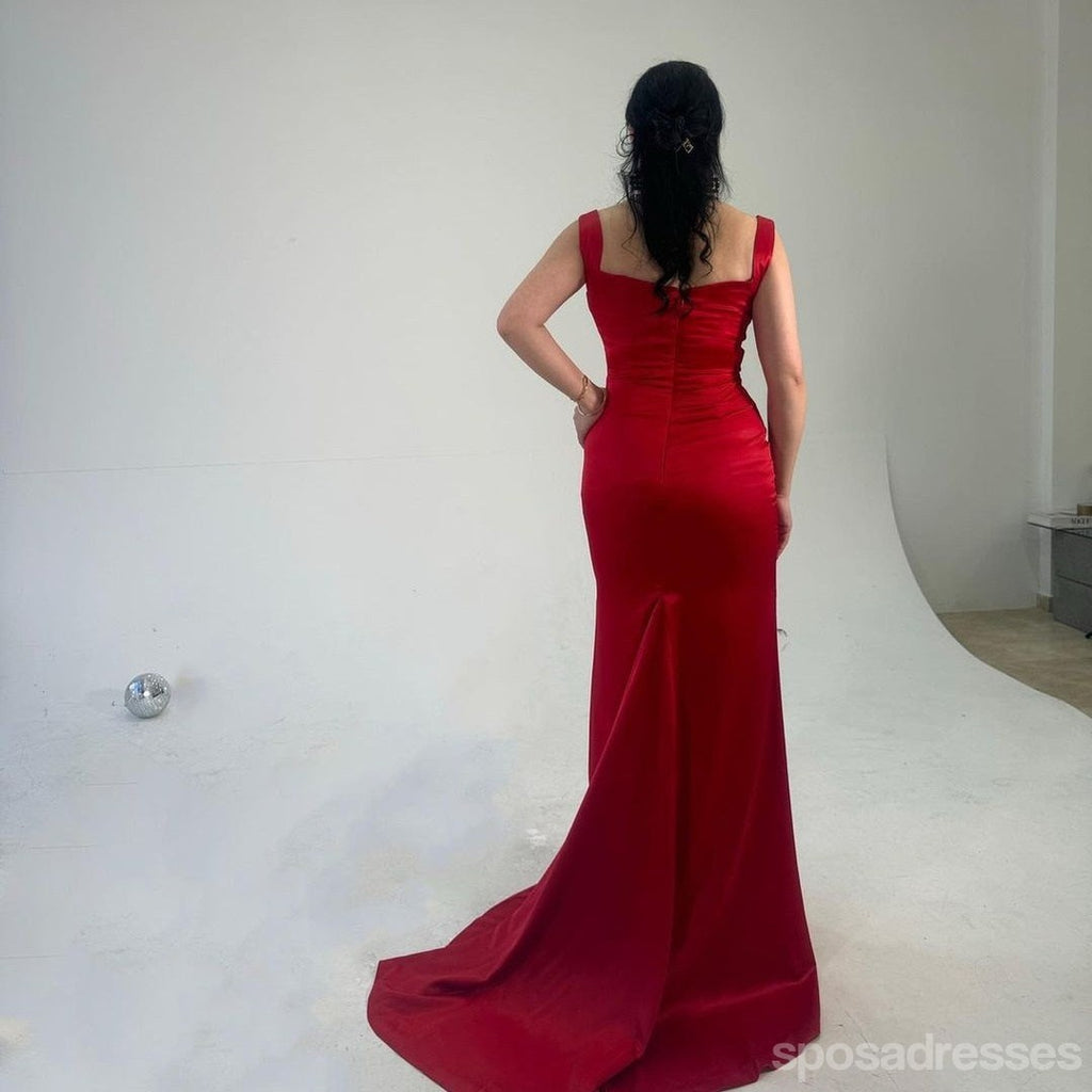Sexy Red Mermaid Side Slit Maxi Long Bridesmaid Dresses For Wedding Party,WG1822