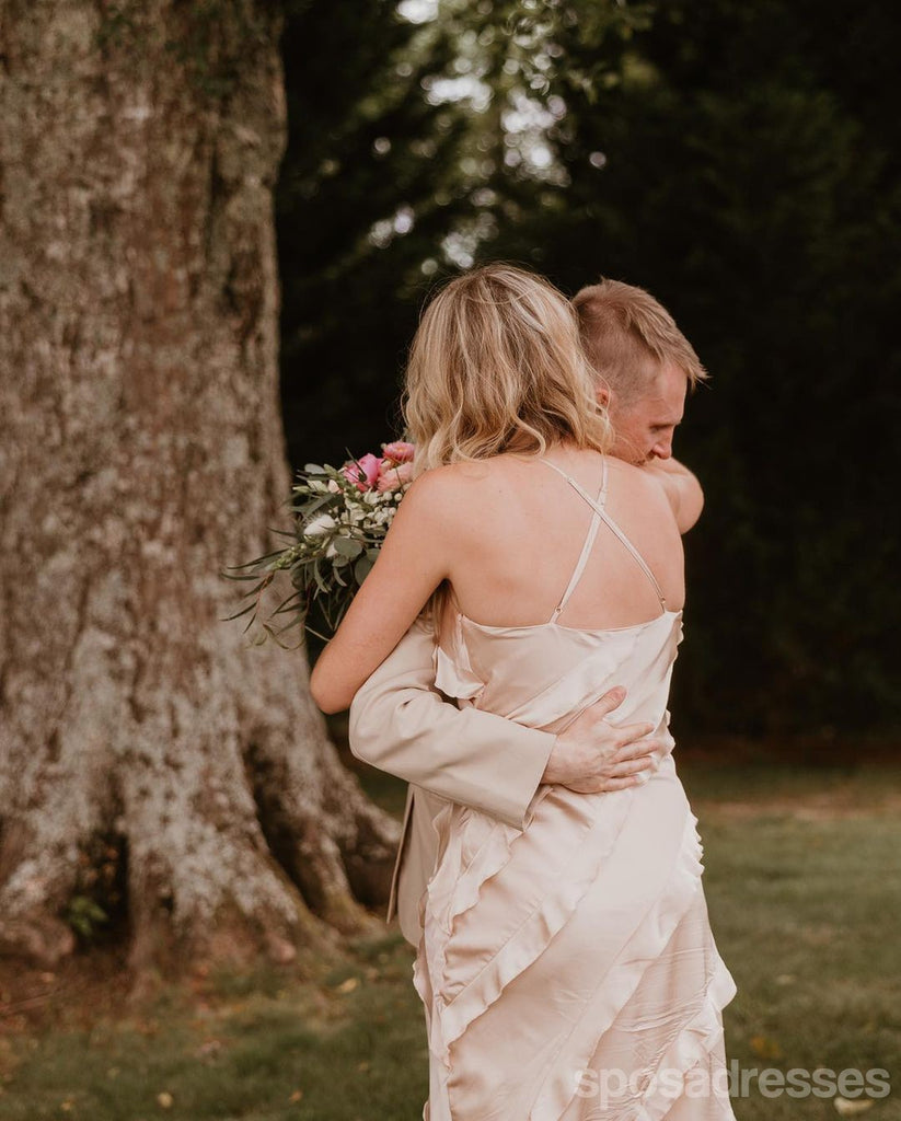 Sexy Taupe Spaghetti Straps Maxi Long Bridesmaid Dresses,Party Dress, WG1898