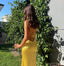 Sexy Yellow Mermaid Halter V-neck Long Party Prom Dresses Ideas,Evening Gowns,13738