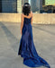 Sexy Blue Mermaid Side Slit Long Party Prom Dresses Ideas,Evening Gowns,13853