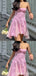 Cute Pink A-line Spaghetti Straps Mini Short Prom Homecoming Dresses Online,CM977