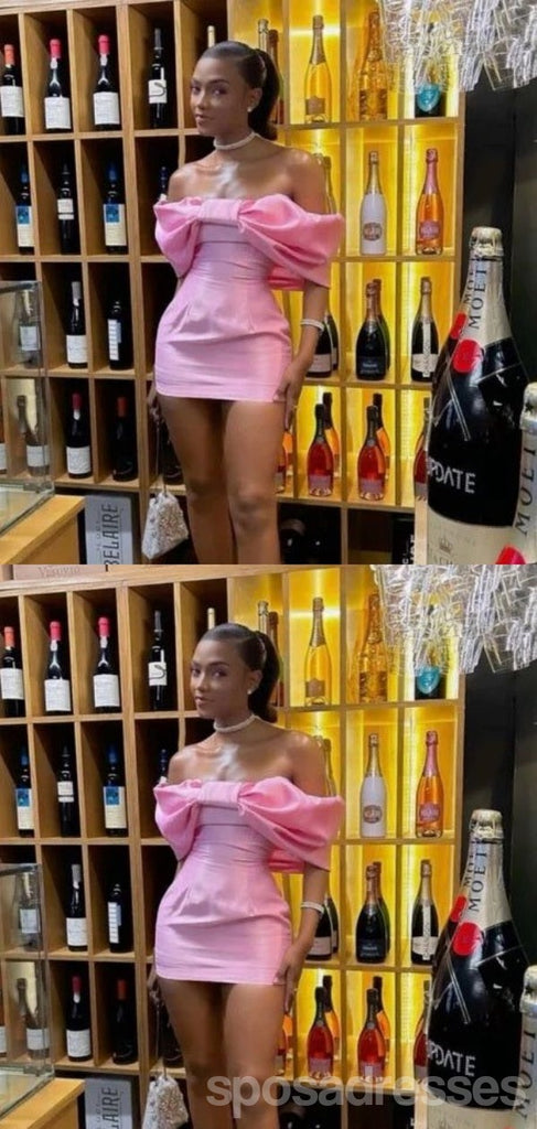 Sexy Pink Sheath Off Shoulder Mini Short Prom Homecoming Dresses Online,CM973
