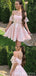 Cute Pink A-line Off Shoulder Mini Short Prom Homecoming Dresses,Party Dress,CM1018