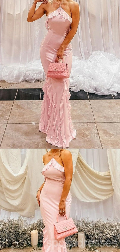 Sexy Pink Mermaid Halter Maxi Long Party Prom Dresses,Evening Dress Online,13495