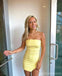 Simple Yellow Sheath Mini Short Prom Homecoming Dresses Tight,Party Dress,CM1007