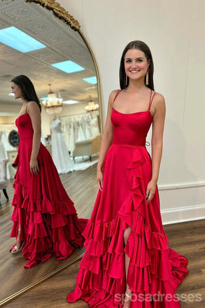 Popular Red A-line Spaghetti Straps Maxi Long Party Prom Dresses,Evening Dress,13379