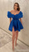 Sexy Blue A-line Off Shoulder Mini Short Prom Homecoming Dresses,CM989