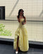 Gorgeous Yellow A-line Side Slit Maxi Long Party Prom Dresses Ideas,Evening Gowns,13909