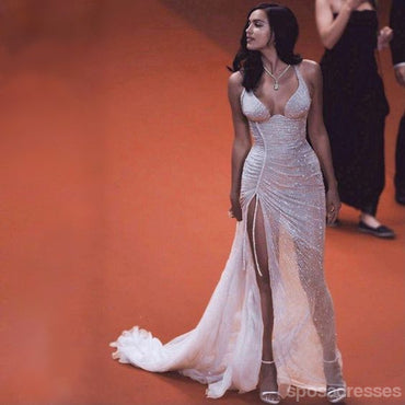 Sweetheart Neck Gold Sequin A-line Vestidos largos baratos del baile de fin de curso de la tarde, vestidos del baile de fin de curso del partido de tarde, 12350