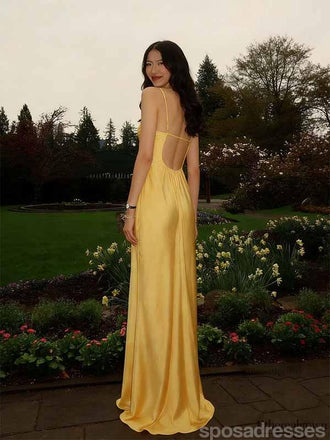 Sexy Yellow Mermaid Spaghetti Straps Long Party Prom Dresses To Impress,Evening Gowns,13926