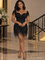 Black Beaded Fringe Sweetheart Lace Up Short Mini Dress MN26001