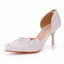 Women's Wedding Shoes Decorative Lace Pearl Wedding Heels Bridal Shoes, H96