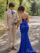 Royal Blue Sequin Corset Mermaid Long Maxi Dress PD26033