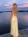 Yellow Satin Cowl Neck Backless Long Maxi Prom Dress PD26037