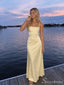 Yellow Satin Cowl Neck Backless Long Maxi Prom Dress PD26037