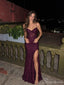 Plum Lace Corset Prom Dress with Slit & Lace-Up Back PD26050