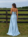Light Blue Strapless Ruched Prom Dress with Lace-Up Back PD26062