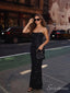 Black Strapless Sequin Lace-Up Back Fitted Long Prom Dress PD26068