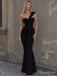 Black One-Shoulder Sweetheart Ruched Long Prom Dress with Drape PD26070