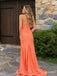 Coral Orange Cross-Halter Cutout Long Prom Dress with Slit PD26098