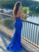 Royal Blue Sparkly Plunging Halter Prom Dress with Slit PD26104