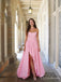 Pink Strapless A-Line Prom Dress with High Slit and Lace-Up Back PD26120