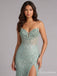 Sage Green Strapless Beaded Prom Dress with High Slit PD26122