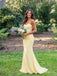 Light Yellow Strapless Ruched Prom Dress with Sheer Sides PD26129