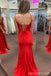 Pretty Red Mermaid Spaghetti Straps Long Party Prom Dresses Ideas,Evening Gowns,13863