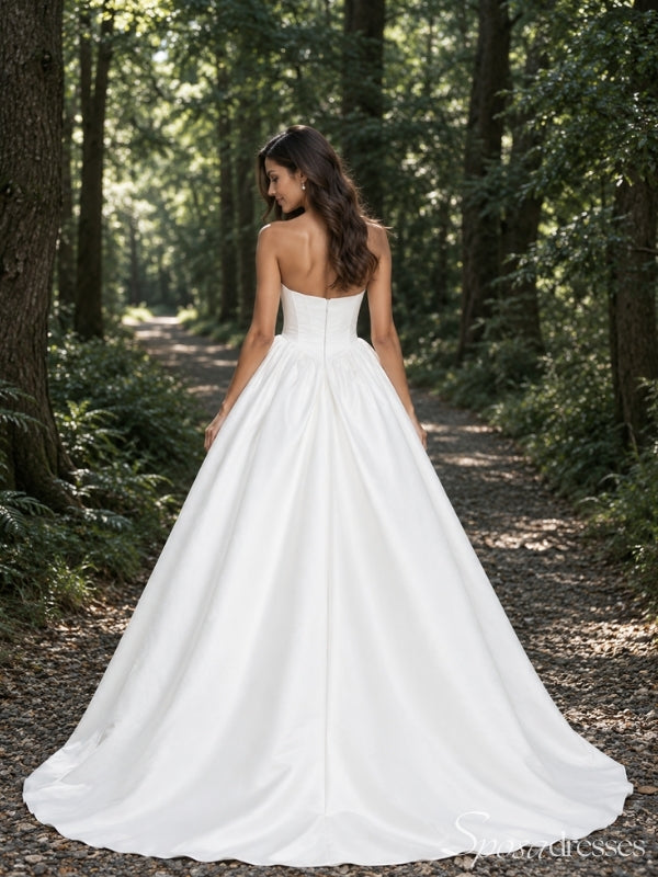Ivory Strapless Sweetheart A-Line Wedding Dress with Train WD26052