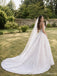 Ivory V-Neck Spaghetti Strap Floral Lace A-Line Wedding Dress with Train WD26058