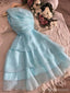 Elegant Blue A-line One Shoulder Mini Short Prom Homecoming Dresses,CM987