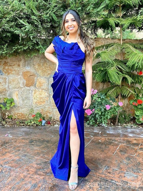 Sexy Blue Mermaid One Shoulder Maxi Long Party Prom Dresses Ideas,Evening Gowns,13651