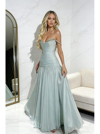 Sexy Blue Off Shoulder Long Party Prom Dresses To Impress,Evening Gowns,13921