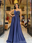 Blue A-line Strapless Maxi Long Party Prom Dresses,Evening Dress Online,13342