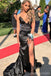 Sexy Black Mermaid Side Slit Strapless Maxi Long Party Prom Dresses,Evening Dress,13474