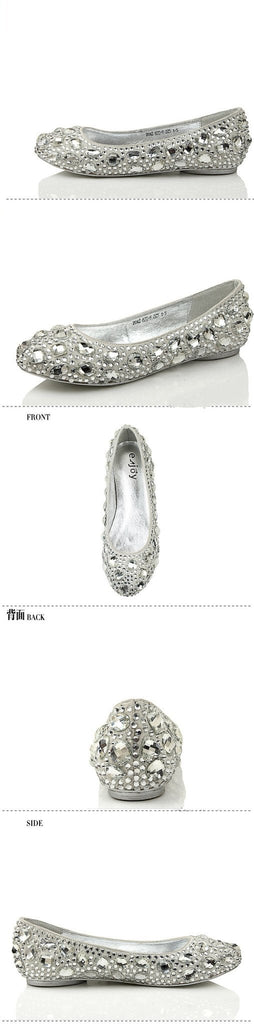 Delicate Crystal Flat Pointed Toe Rhinestone Wedding Bridal Shoes, S005