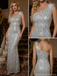 Silver Sequin One-Shoulder Evening Gown with Feathers - Elegant Fitted Formal Maxi Dress, 26002