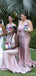Mismatched Pink Mermaid Halter Maxi Long Wedding Guest Bridesmaid Dresses,WG1749