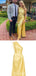 Sexy Yellow Mermaid One Shoulder Long Party Prom Dresses Ideas,Evening Gowns,13877