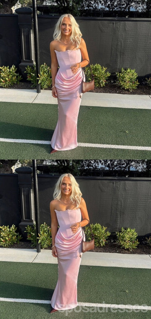 Sexy Pink Mermaid Strapless Long Party Prom Dresses Ideas,Evening Gowns,13673