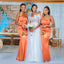 Mismatched Orange Mermaid One Shoulder Maxi Long Bridesmaid Dresses For Wedding Party,WG1866