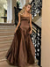 Sexy Brown A-line Spaghetti Straps Long Party Prom Dresses To Impress,Evening Gowns,13922