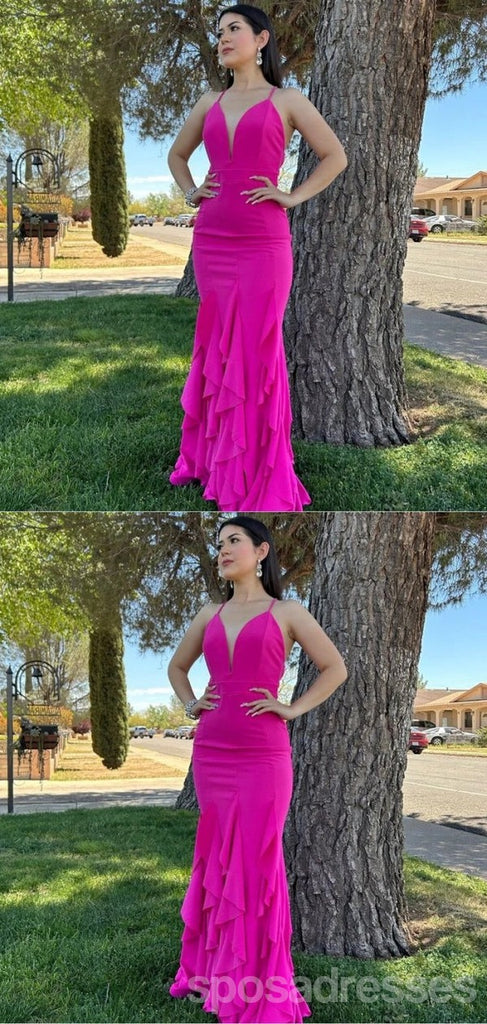 Sexy Hot Pink Mermaid Long Party Prom Dresses Ideas,Evening Gowns,13777