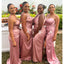 Mismatched Pink Mermaid Side Slit Maxi Long Bridesmaid Dresses For Wedding Party,WG1859
