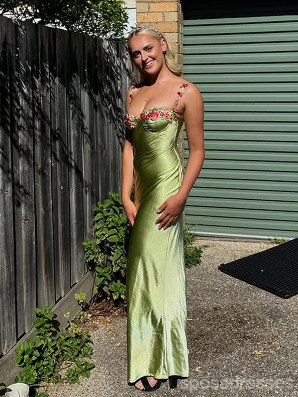 Sexy Green Mermaid Spaghetti Straps Long Party Prom Dresses Ideas,Evening Gowns,13826