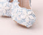 Handmade High Heels Round Toe Blue Lace Crystal Wedding Shoes, S0040