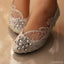 Handmade Middle Heels Pointed Toe Lace Crystal Wedding Bridal Shoes, S007