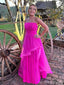 Elegant Hot Pink A-line Strapless Maxi Long Party Prom Dresses,Evening Dress,13422